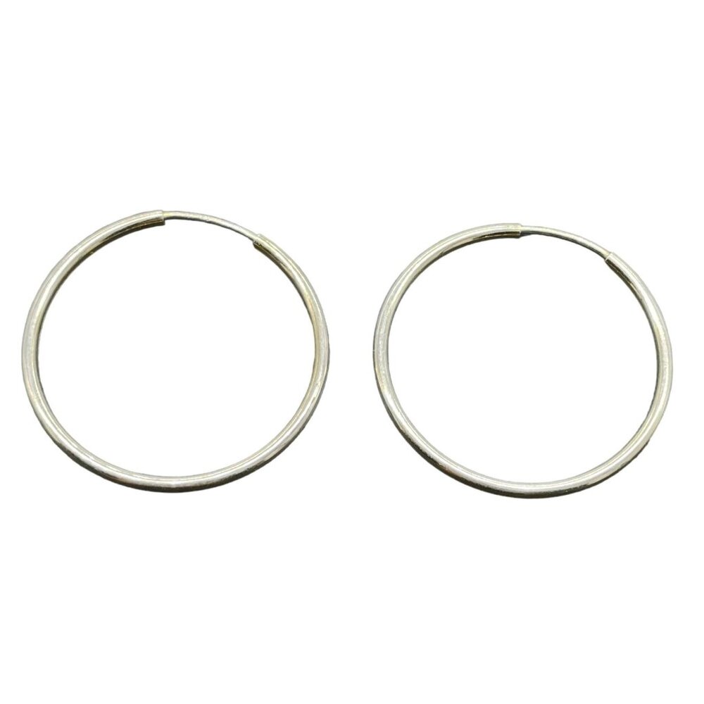 AV 925 Sterling Silver Round Hoop Earrings Classic Minimalist Preppy